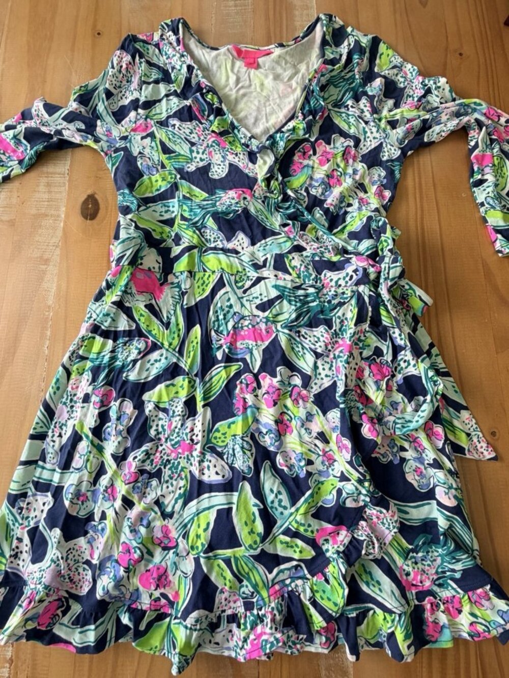 Lilly Pulitzer Jessalynne Wrap Romper Sz L Sway This Way Navy Floral Skort